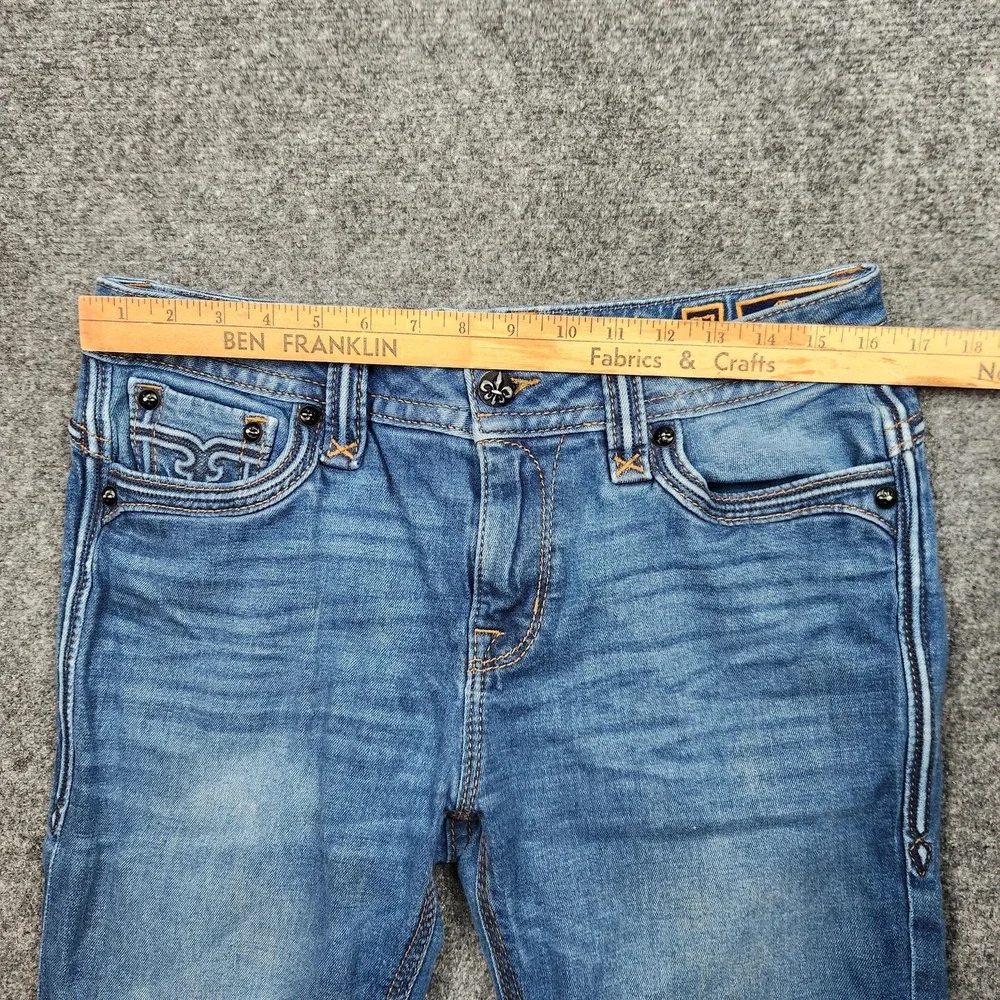 Rock Revival Barby Jeans‎ Womens 32 Blue Mid Rise Skinny Embroidered Denim - Picture 5 of 9